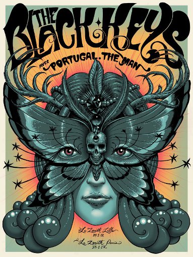 The Black Keys à Lille et Paris en 2012 (affiche par Jeff Soto)